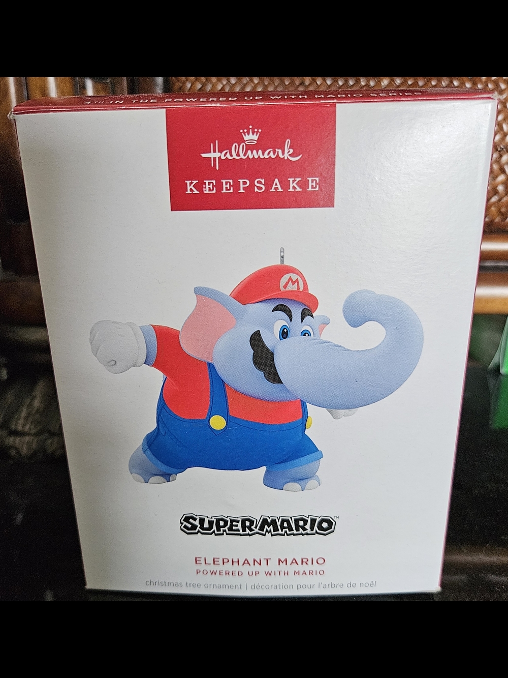 Hallmark Keepsake Elephant Mario Ornament - Red, Blue, Light Gray, Pink